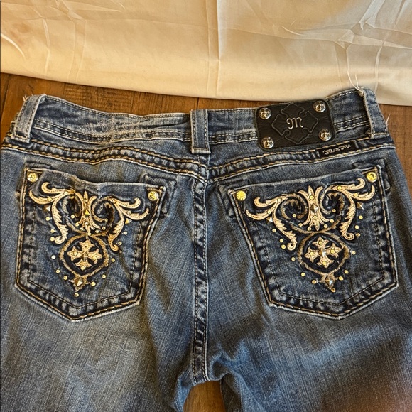 Miss Me Women's Blue Boot Cut Jeans with Gold Embroidery - Picture 6 of 15